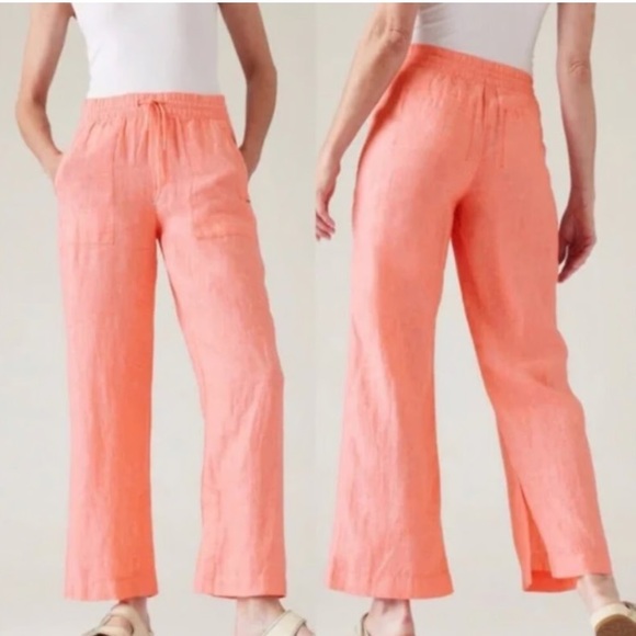 Athleta retreat linen wide leg pants. Size 22.  Color is called the sunset glow. - Picture 1 of 11
